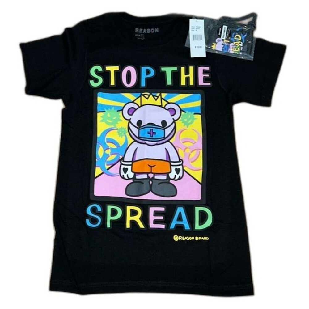 Reason Stop the Spread Men's Graphic Short Sleeve T-Shirt size Small black D67